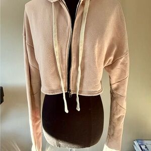 ALO Yoga Blush Zip-Up Cropped Hoodie